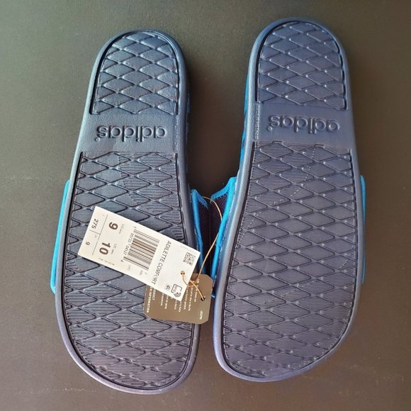 NEW Adidas Men's Adilette Comfort LEGO Slide Dark Blue / White SIZE 9 Women 10 - Picture 3 of 3
